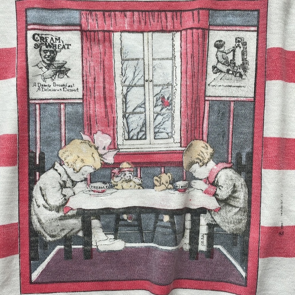 Vintage 1987 Jane Colby Nabisco Cream of Wheat dolman red white stripe Americana - Picture 5 of 8